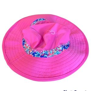 Coolibar Hat Swim Sun Brim Pink Blue Girls Strap Beach Pool Summer Reversible